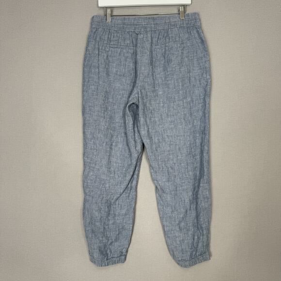 Athleta Retreat Linen Pants Womens 12 Petite Blue Jogger Beach Coastal Travel - Picture 5 of 13